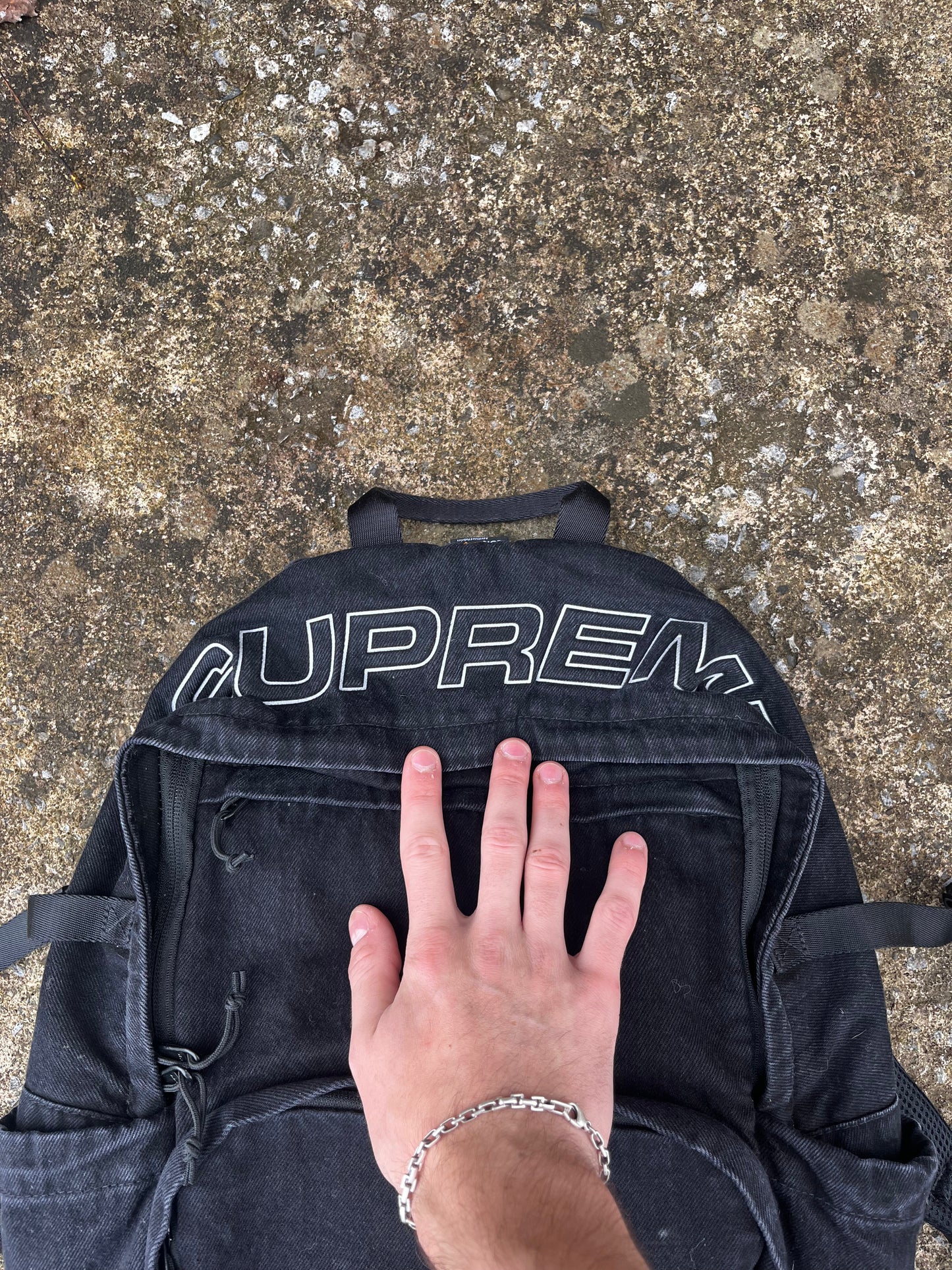 SUPREME BOX LOGO DENIM BACKPACK