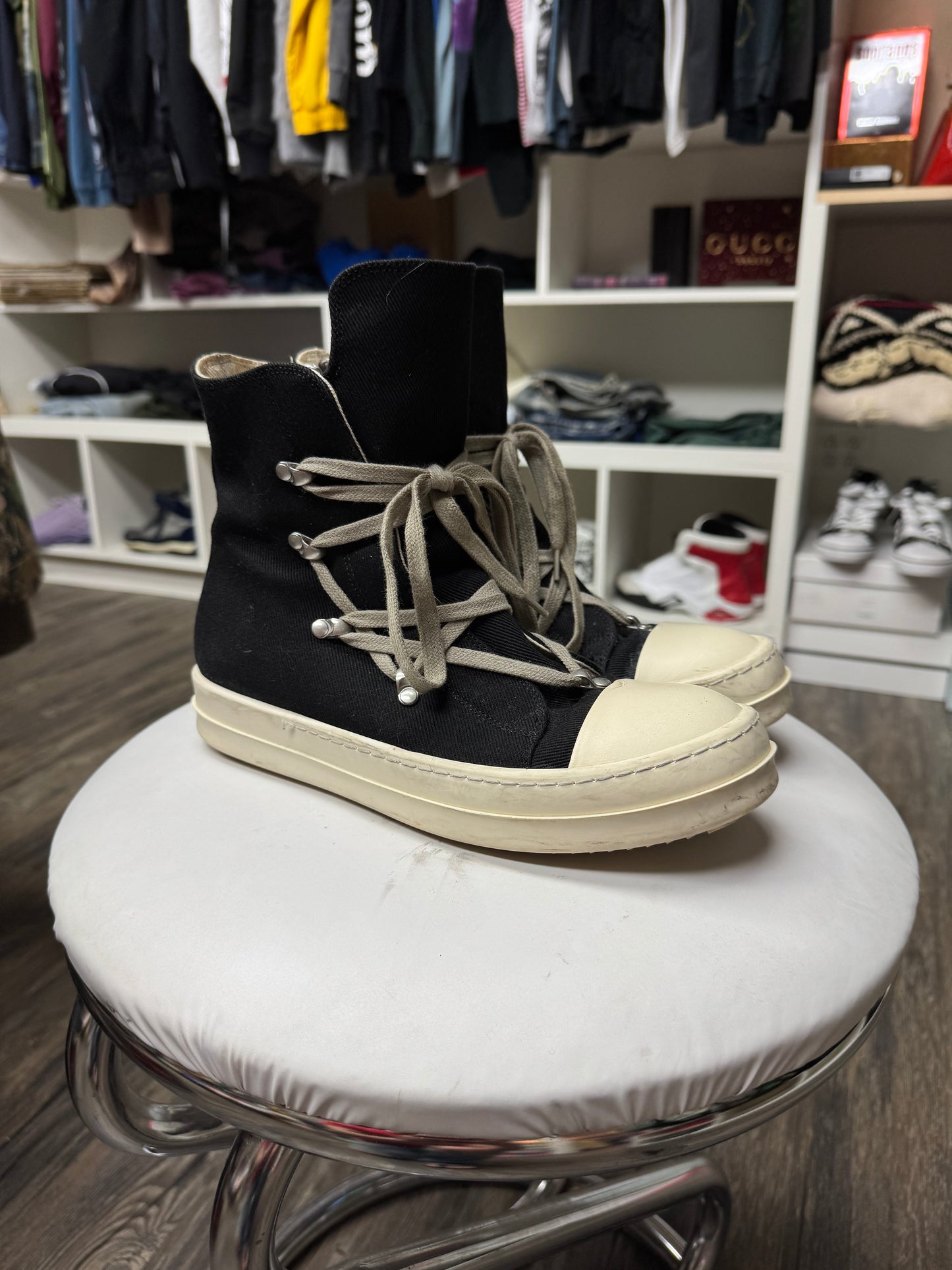 RICK OWENS DRKSHDW HEXA RAMONE HI-TOP SNEAKERS (39)
