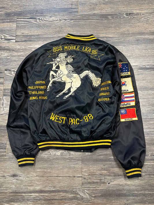VINTAGE PATCH BOMBER JACKET (SMALL)