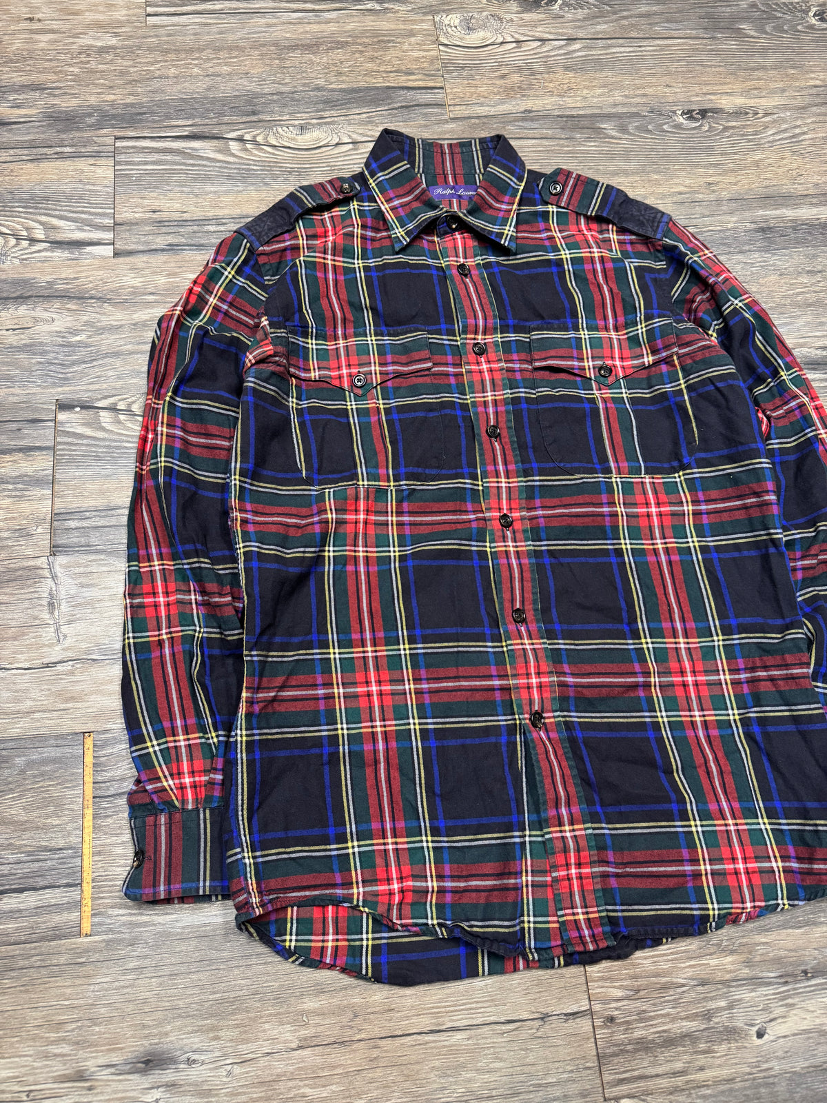 POLO RALPH LAUREN PURPLE LABEL PLAID FLANNEL (M)