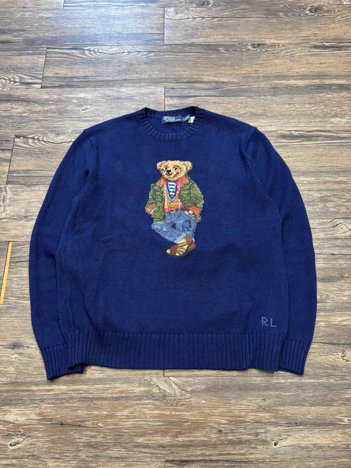 POLO RALPH LAUREN BEADED BEAR KNIT SWEATER (M)