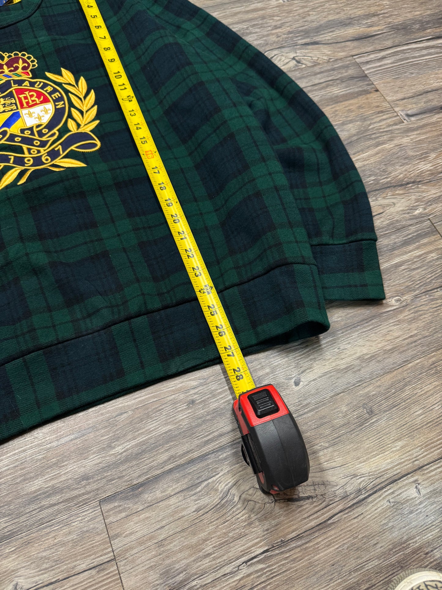POLO RALPH LAUREN CREST TARTAN PRINT SWEATSHIRT (L)