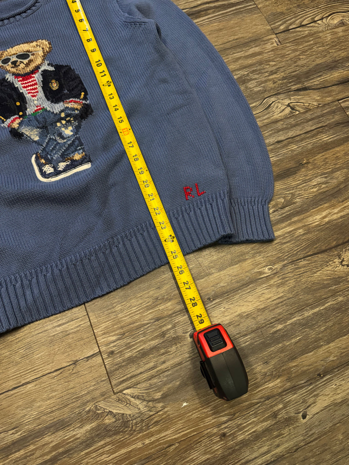 POLO RALPH LAUREN BLUE HEAVEN RAGATTA BEAR KNIT SWEATER (S)
