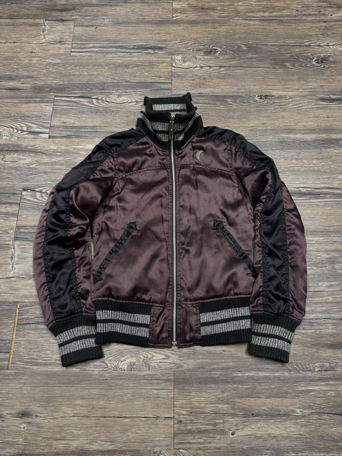 HYSTERIC GLAMOUR EMBROIDERED SATIN SUKAJAN BOMBER JACKET (S)