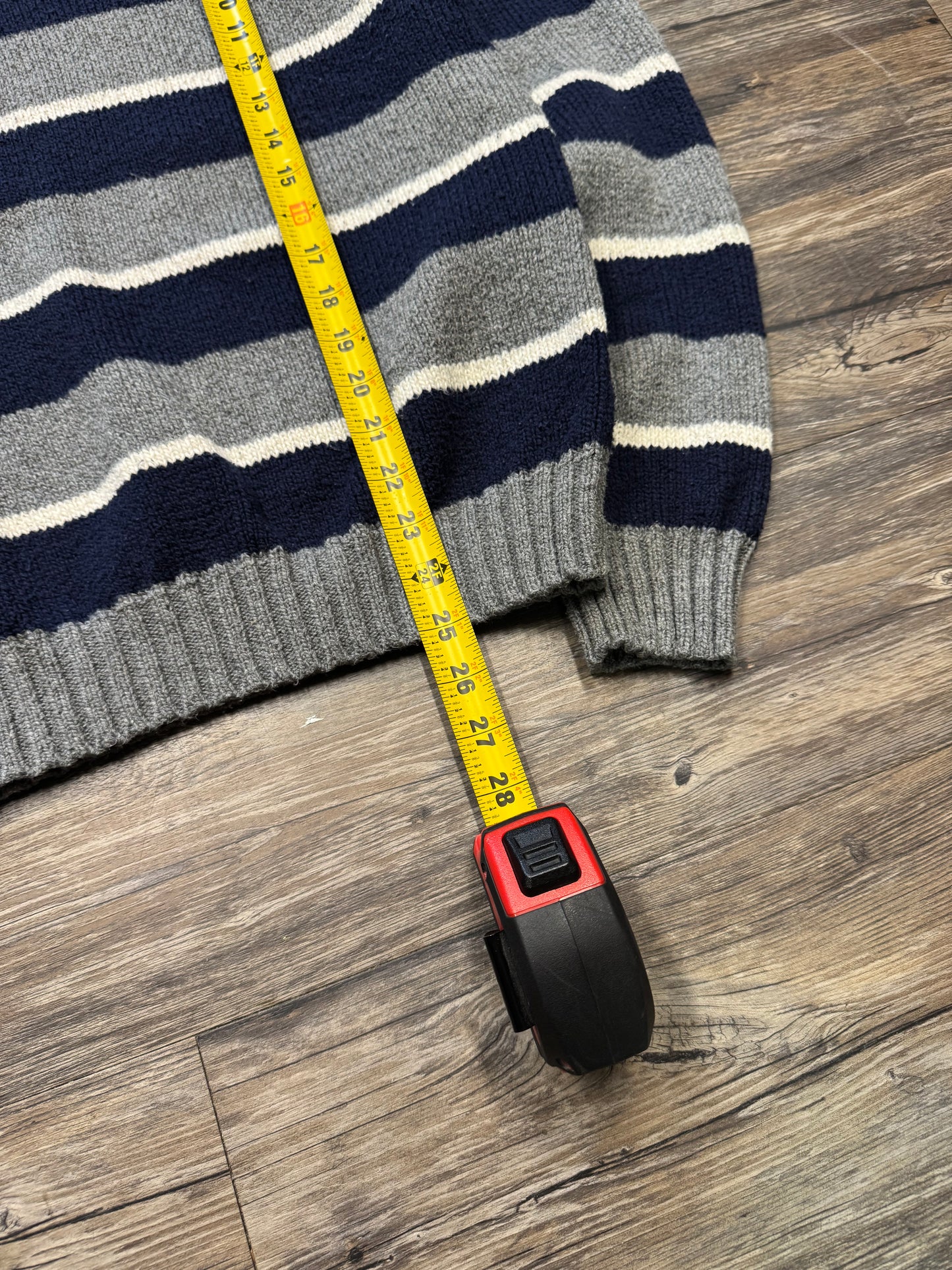 POLO RALPH LAUREN STRIPED CABLEKNIT SWEATER (M)
