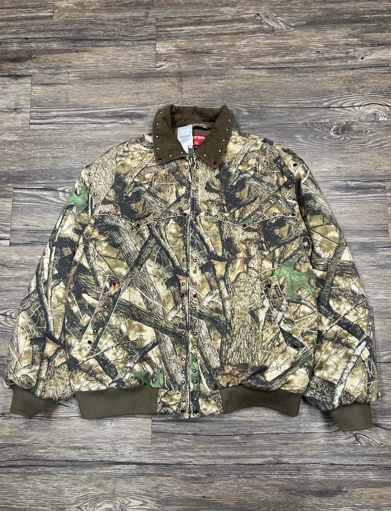 SUPREME X B.B SIMON CAMO RHINESTONE WORKWEAR JACKET (LARGE)