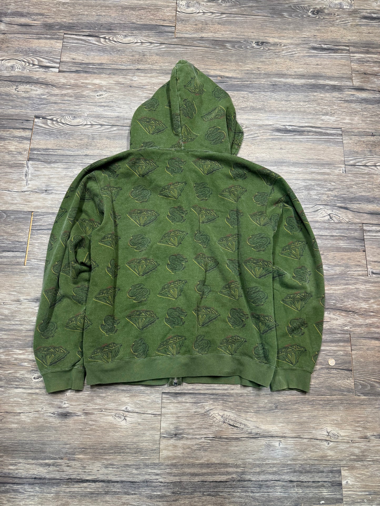 BILLIONAIRE BOYS CLUB DIAMONDS & DOLLARS FULL ZIP HOODIE (L)