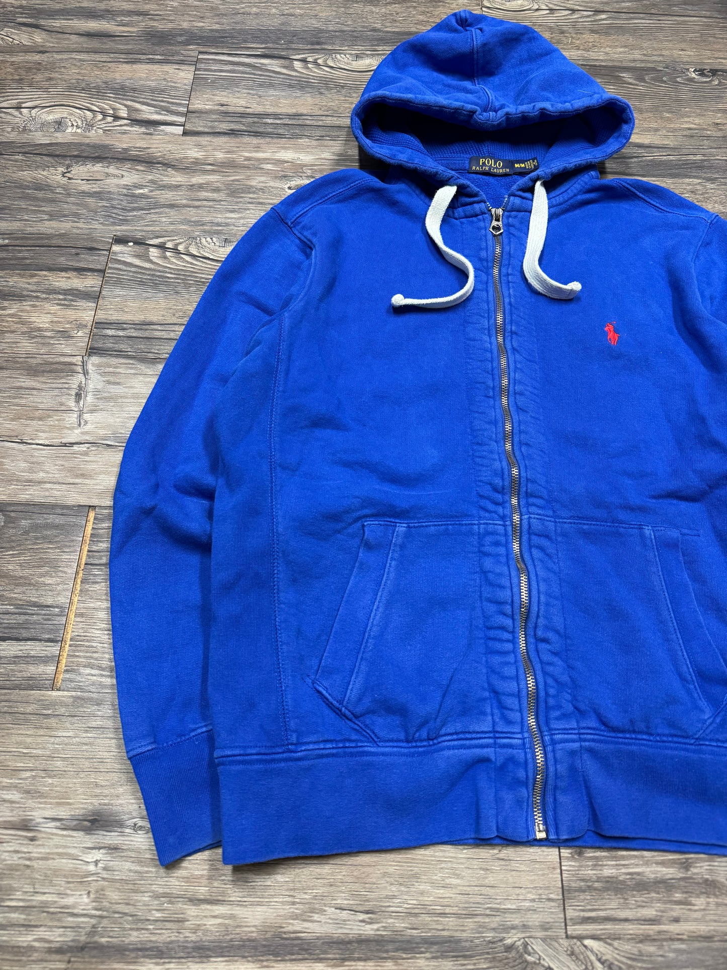 POLO RALPH LAUREN ‘ROYAL BLUE’ ZIP UP HOODED SWEATSHIRT (M)
