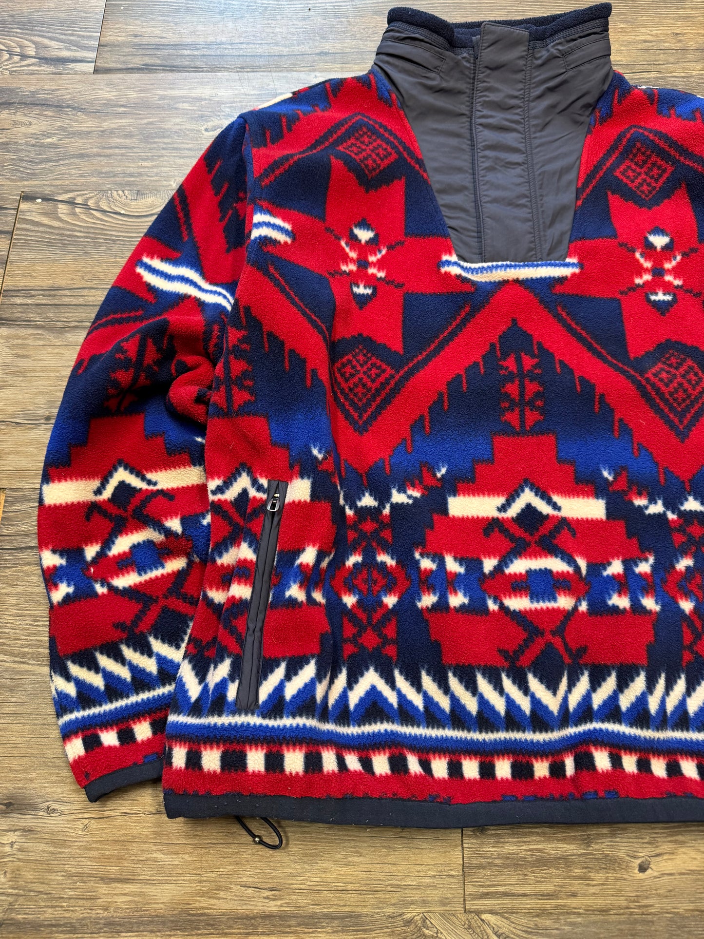 POLO RALPH LAUREN VTG AZTEC FLEECE QUARTER ZIP (L)