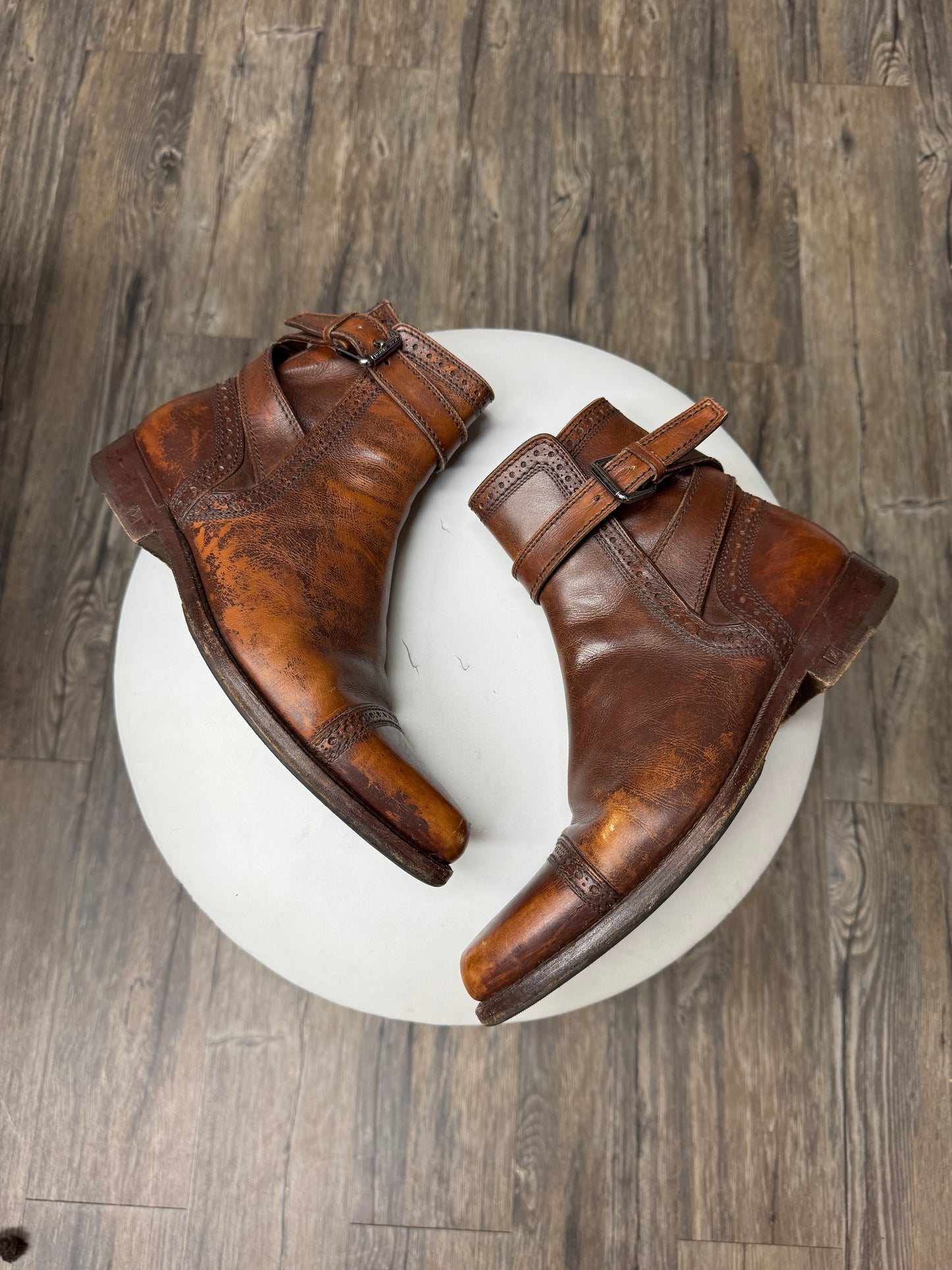 LOUIS VUITTON FADED BROWN LEATHER CHELSEA BOOTS (8.5)