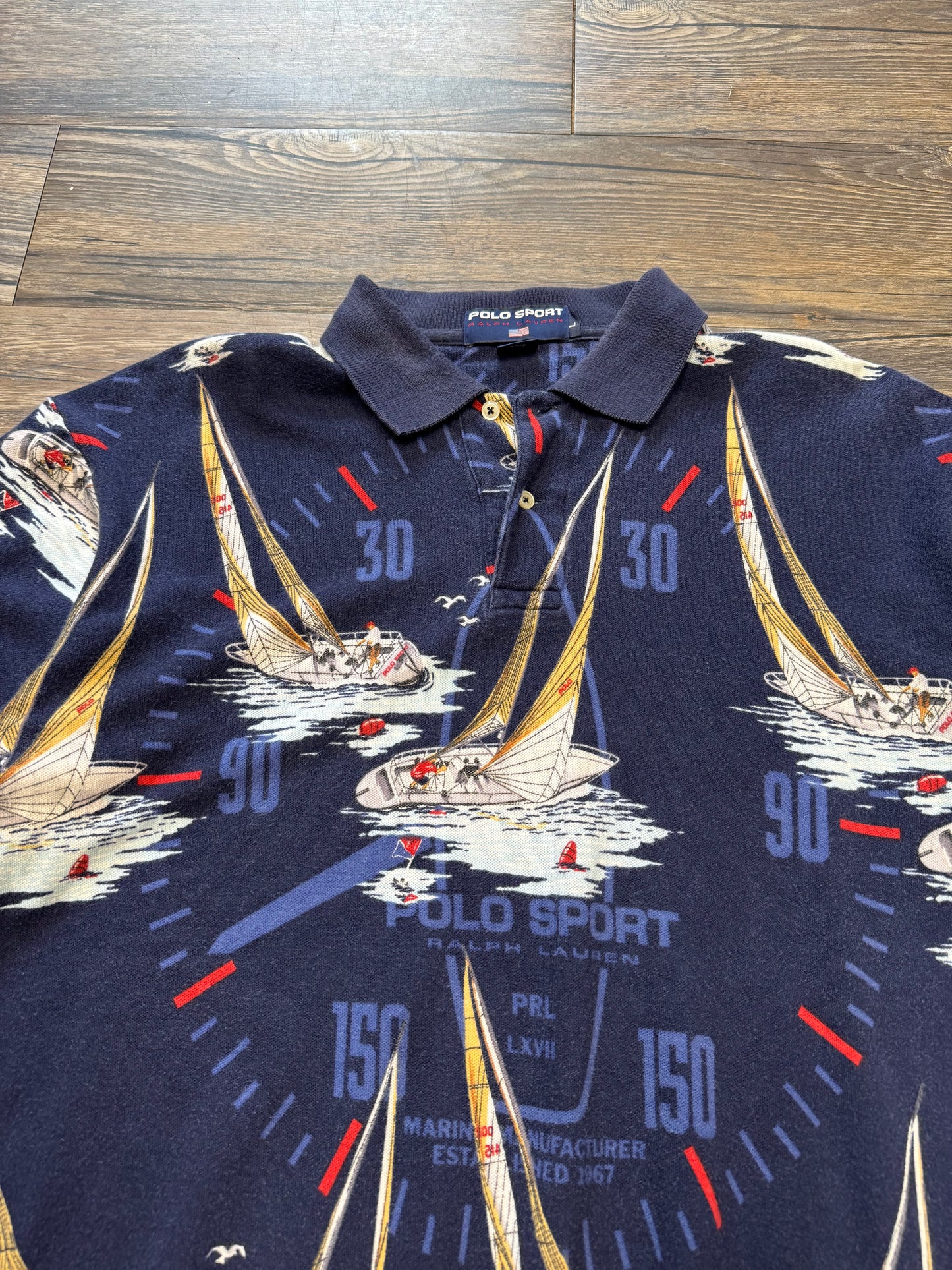 POLO SPORT RALPH LAUREN SAILING PRINT SHIRT (L)