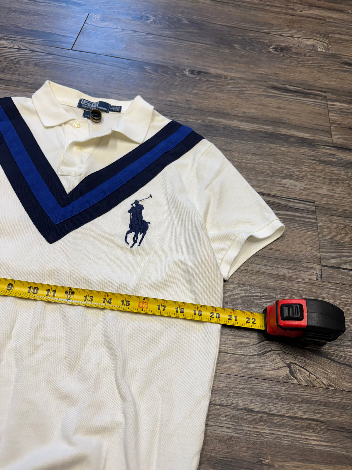 POLO RALPH LAUREN STRIPED V LINE BIG PONY POLO (L)
