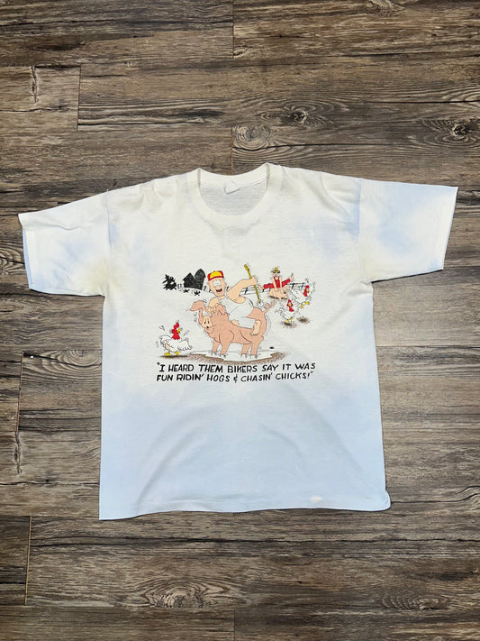 VINTAGE FUNNY FARMER GRAPHIC T-SHIRT (MEDIUM)