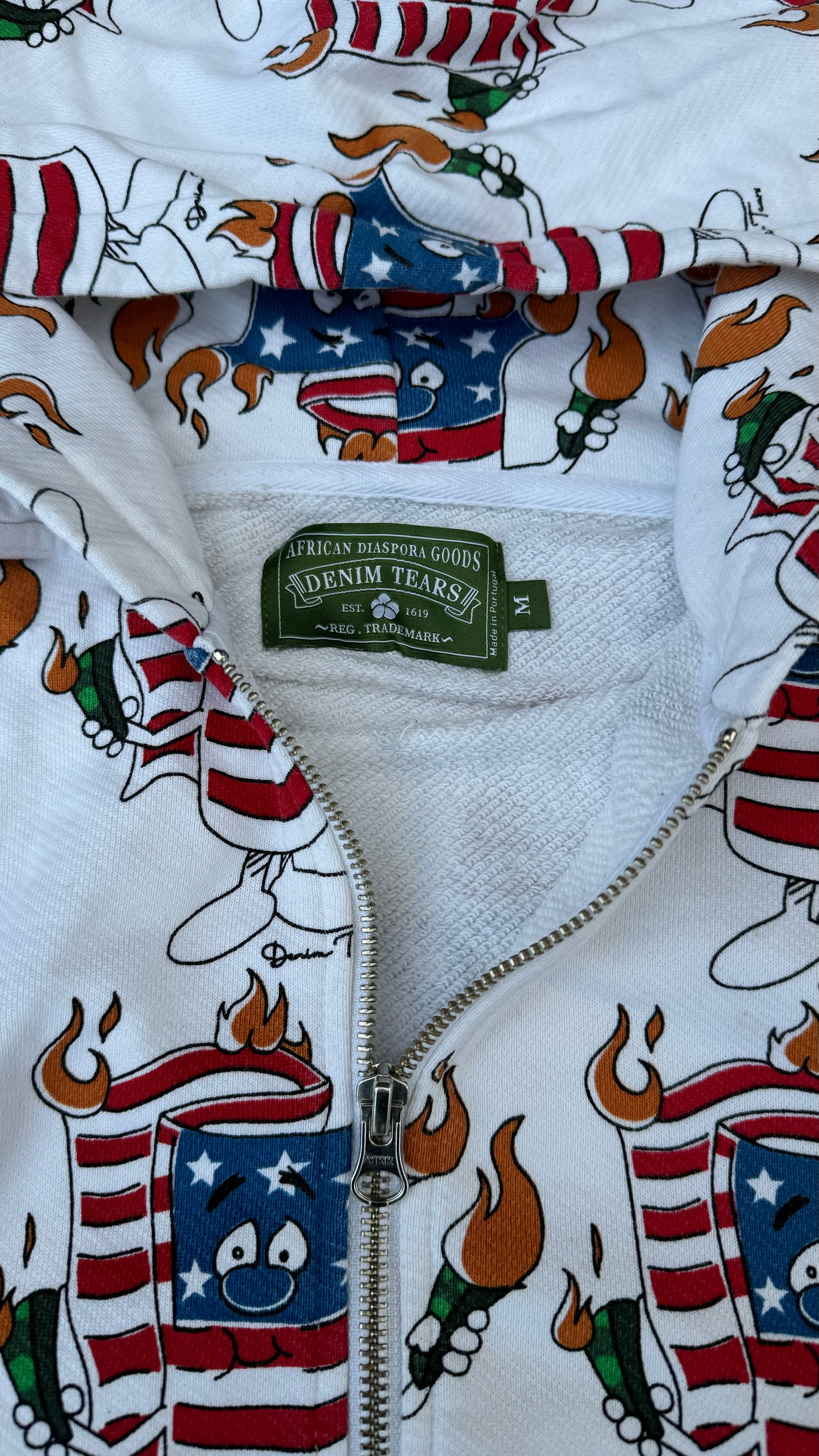 DENIM TEARS AMERICAN FLAG PRINT HOODIE (M)