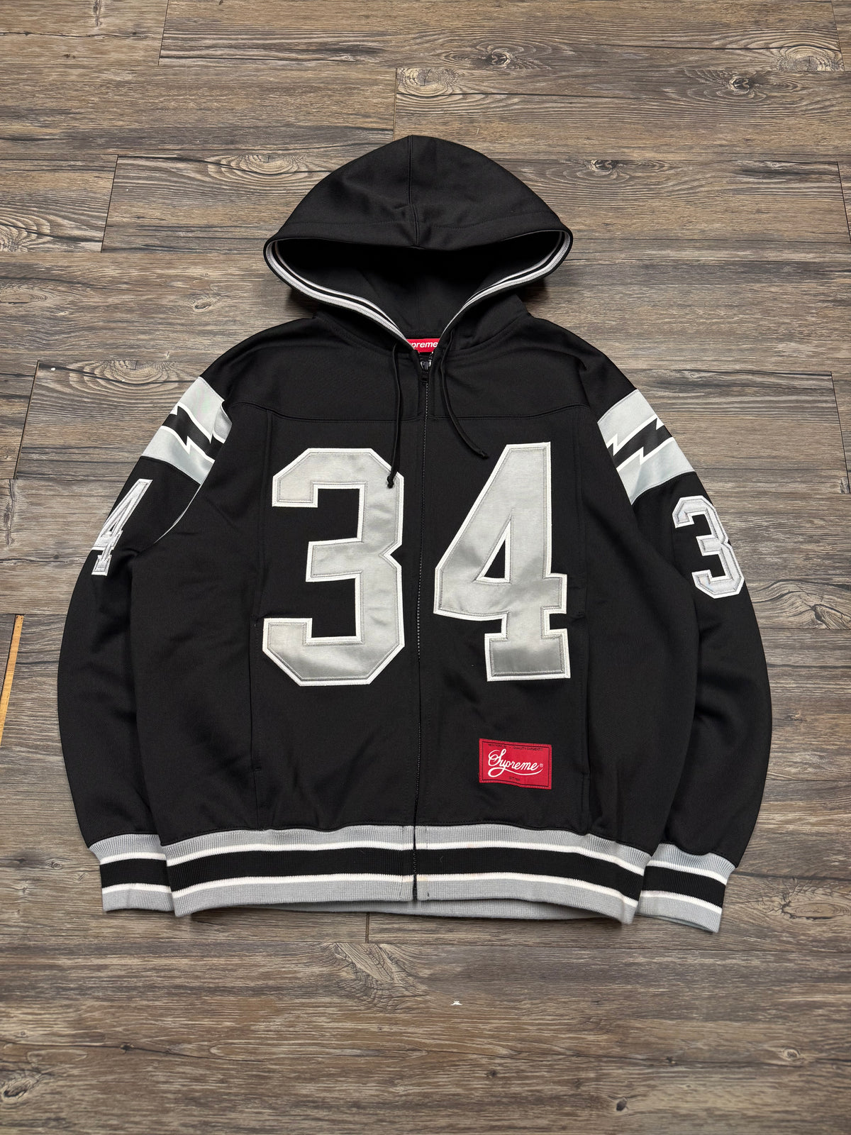 SUPREME SS24 FOOTBALL ZIP-UP HOODED SWEATSHIRT (S)