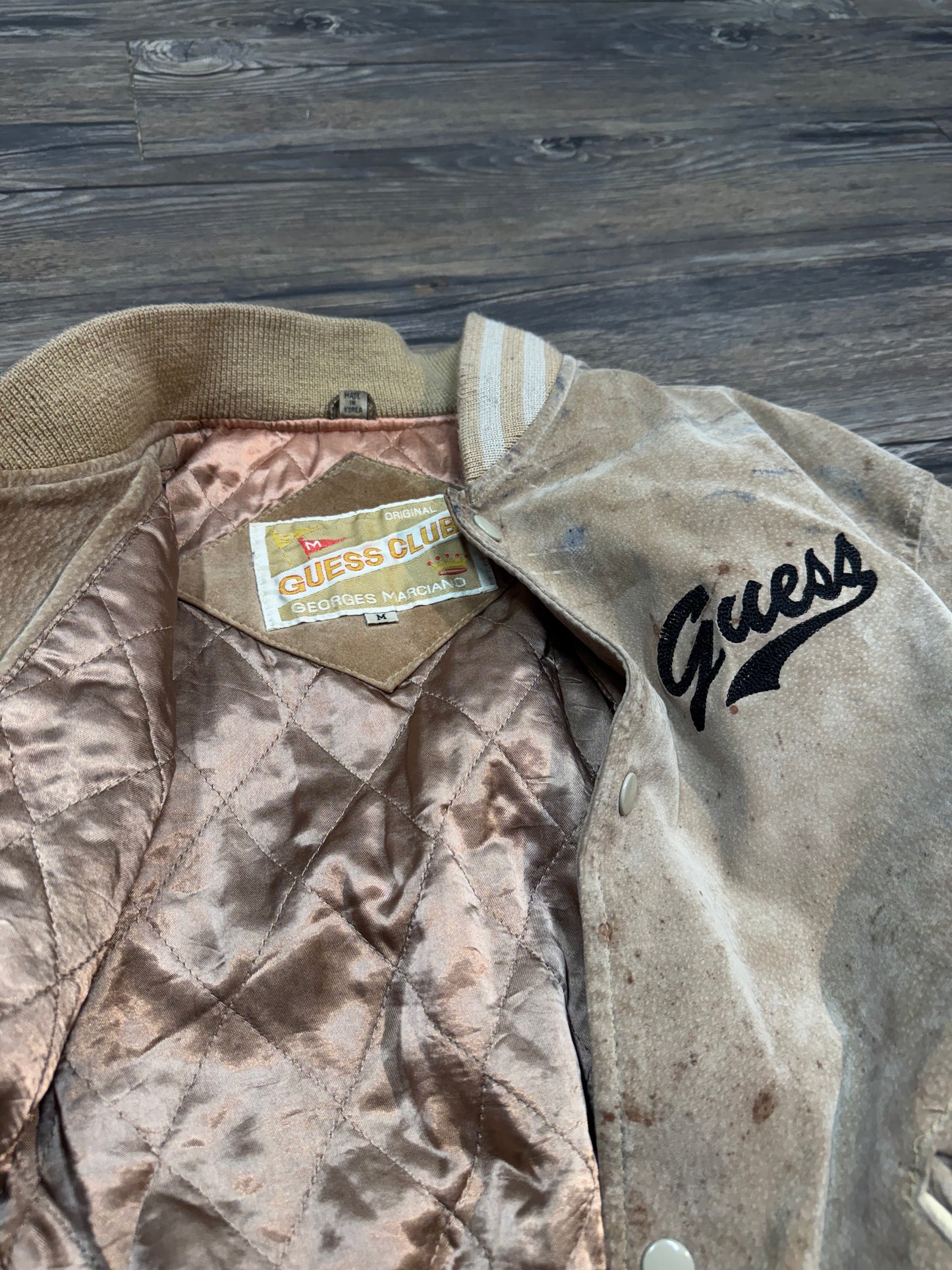 VINTAGE GUESS SUEDE BOMBER JACKET (M)
