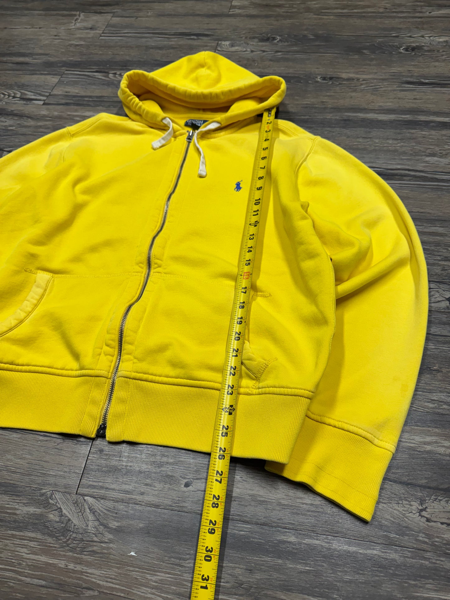 POLO RALPH LAUREN ‘MUSTARD’ ZIP UP HOODED SWEATSHIRT (XL)