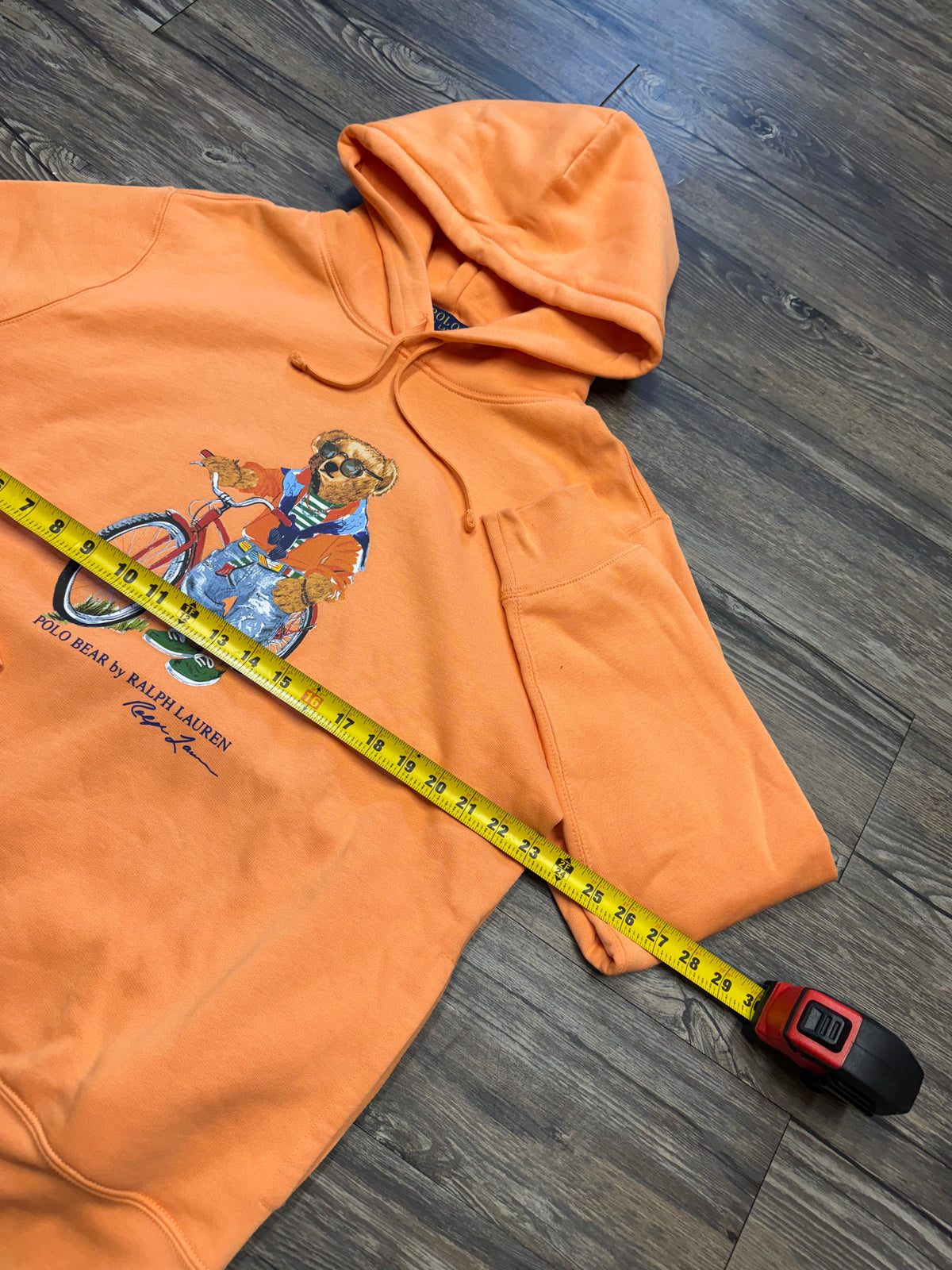 POLO RALPH LAUREN ORANGE BICYCLE BEAR HOODIE (L)