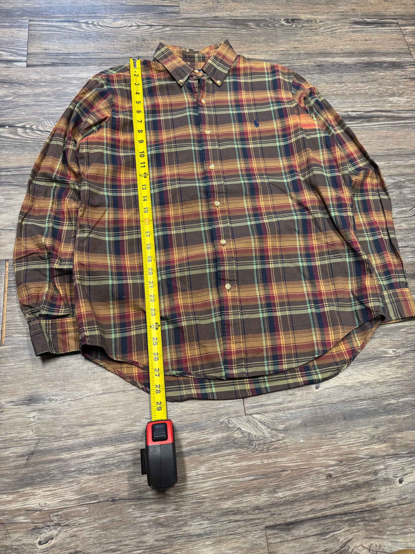 RALPH LAUREN BROWN PLAID SHIRT (M)