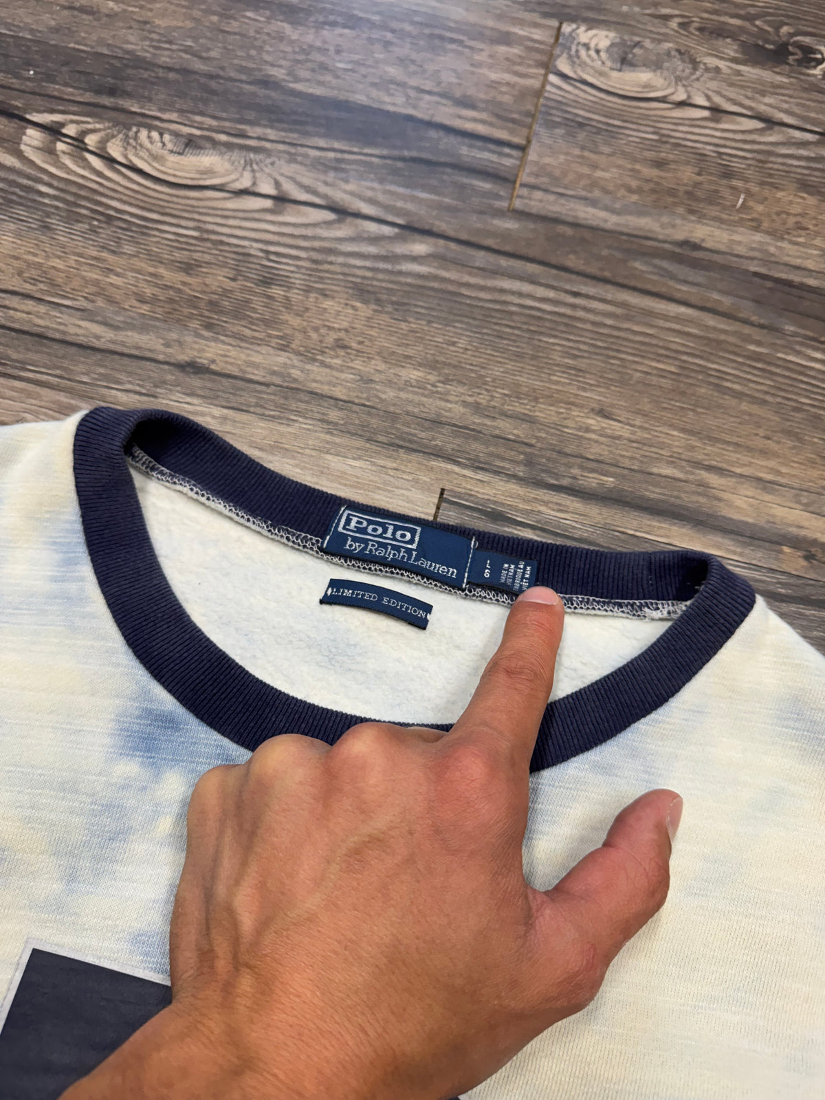 POLO RALPH LAUREN INDIGO STADIUM WING SWEATER (L)