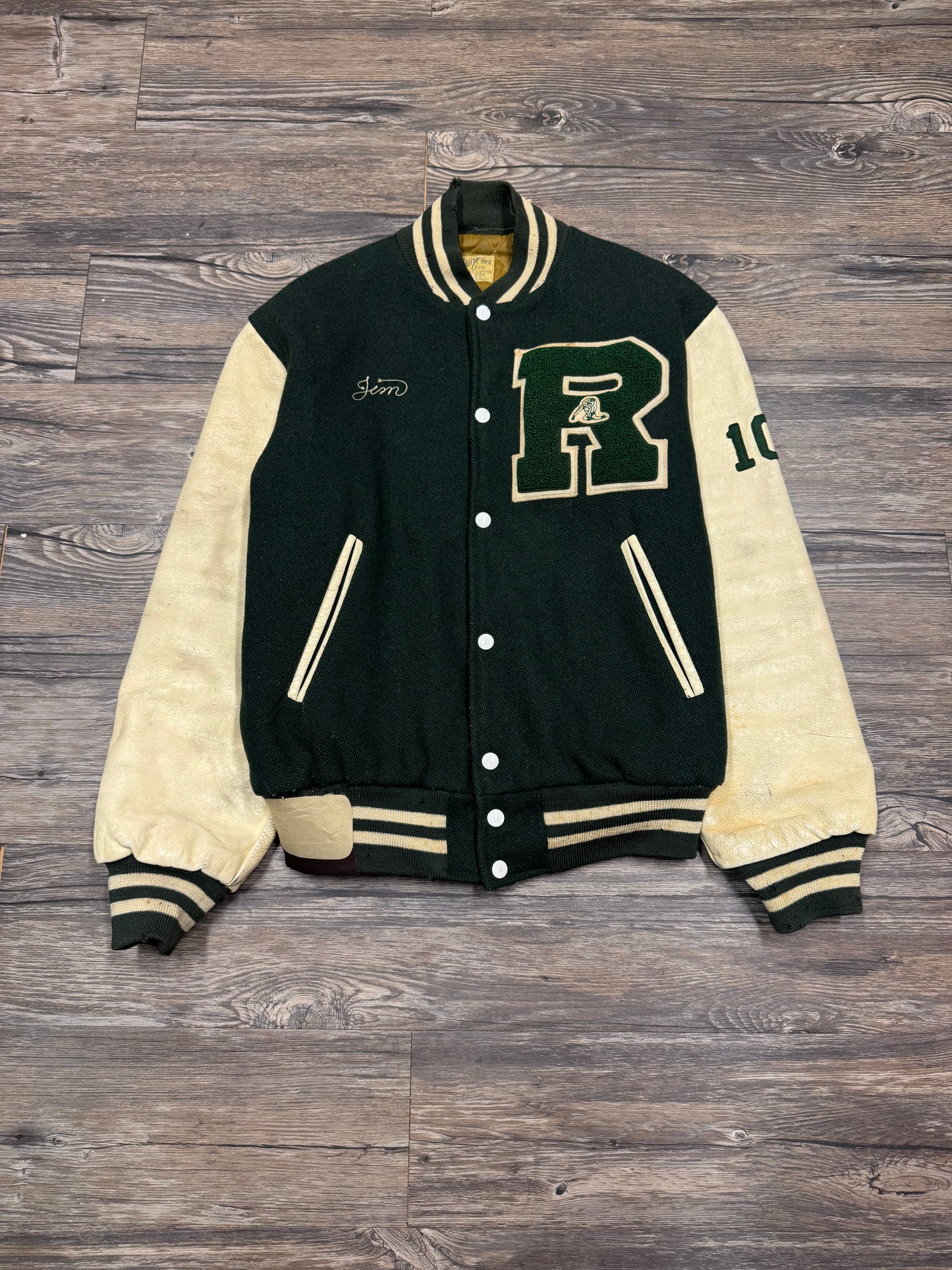 80's NEW YORK MFG VINTAGE VARSITY JACKET (MEDIUM)