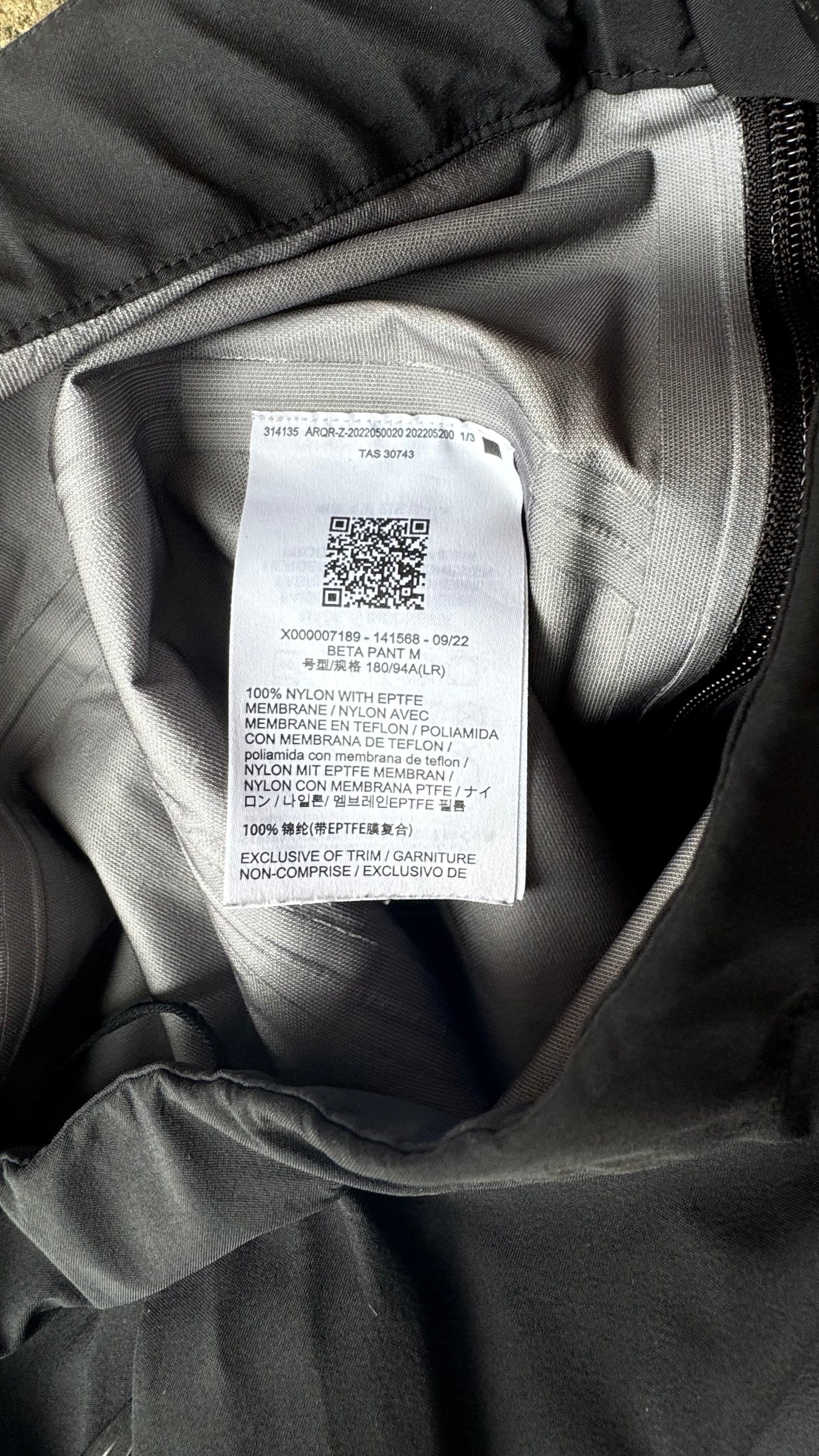 ARC'TERYX BLACK SHELL PANTS (L)