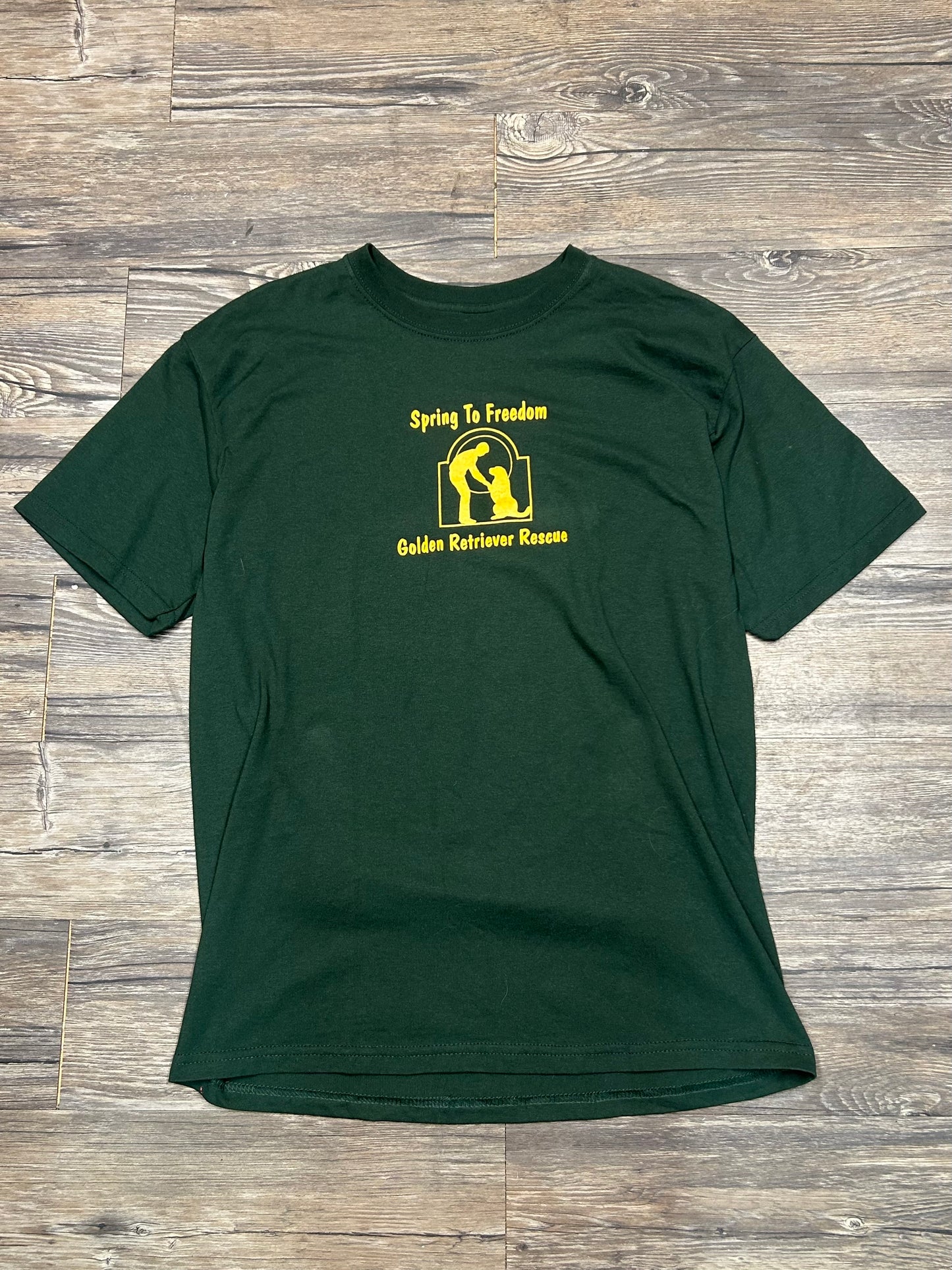 “SPRING TO FREEDOM” GOLDEN RETRIEVER RESCUE T-SHIRT (LARGE)