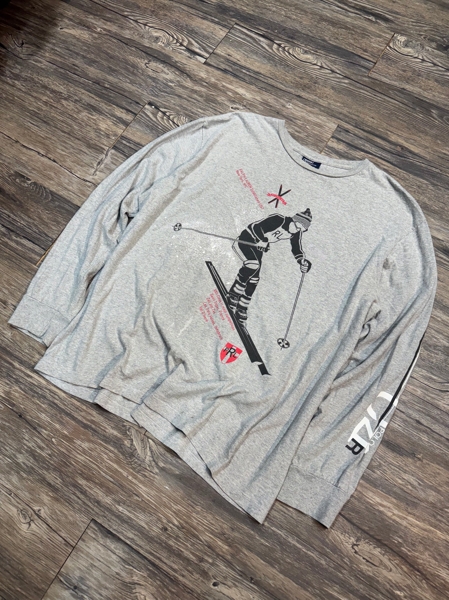 POLO RALPH LAUREN SKI GRAPHIC LONG SLEEVE T-SHIRT (LARGE)