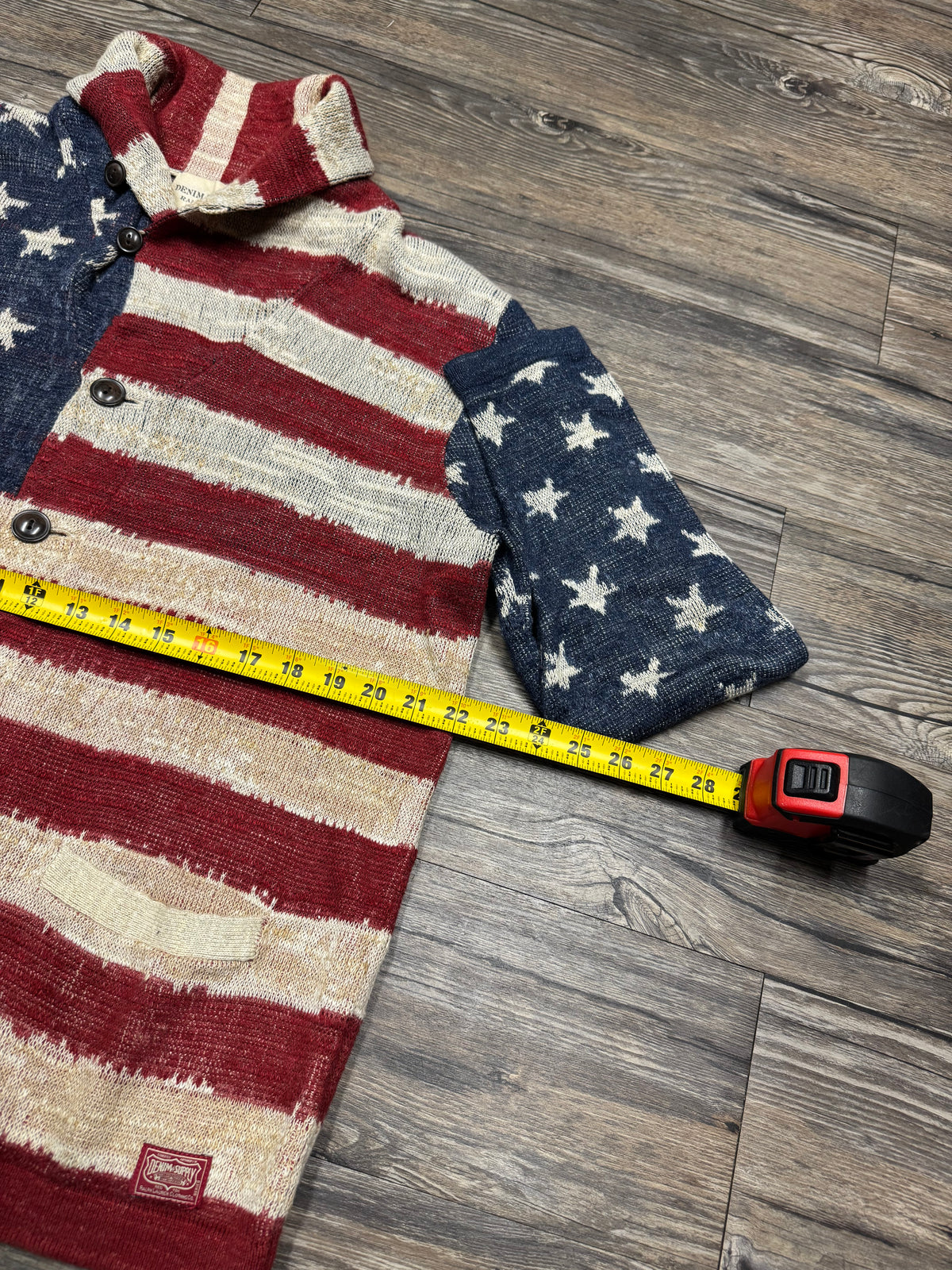 POLO RALPH LAUREN DENIM & SUPPLY AMERICAN FLAG BUTTON UP SHAWL (L)