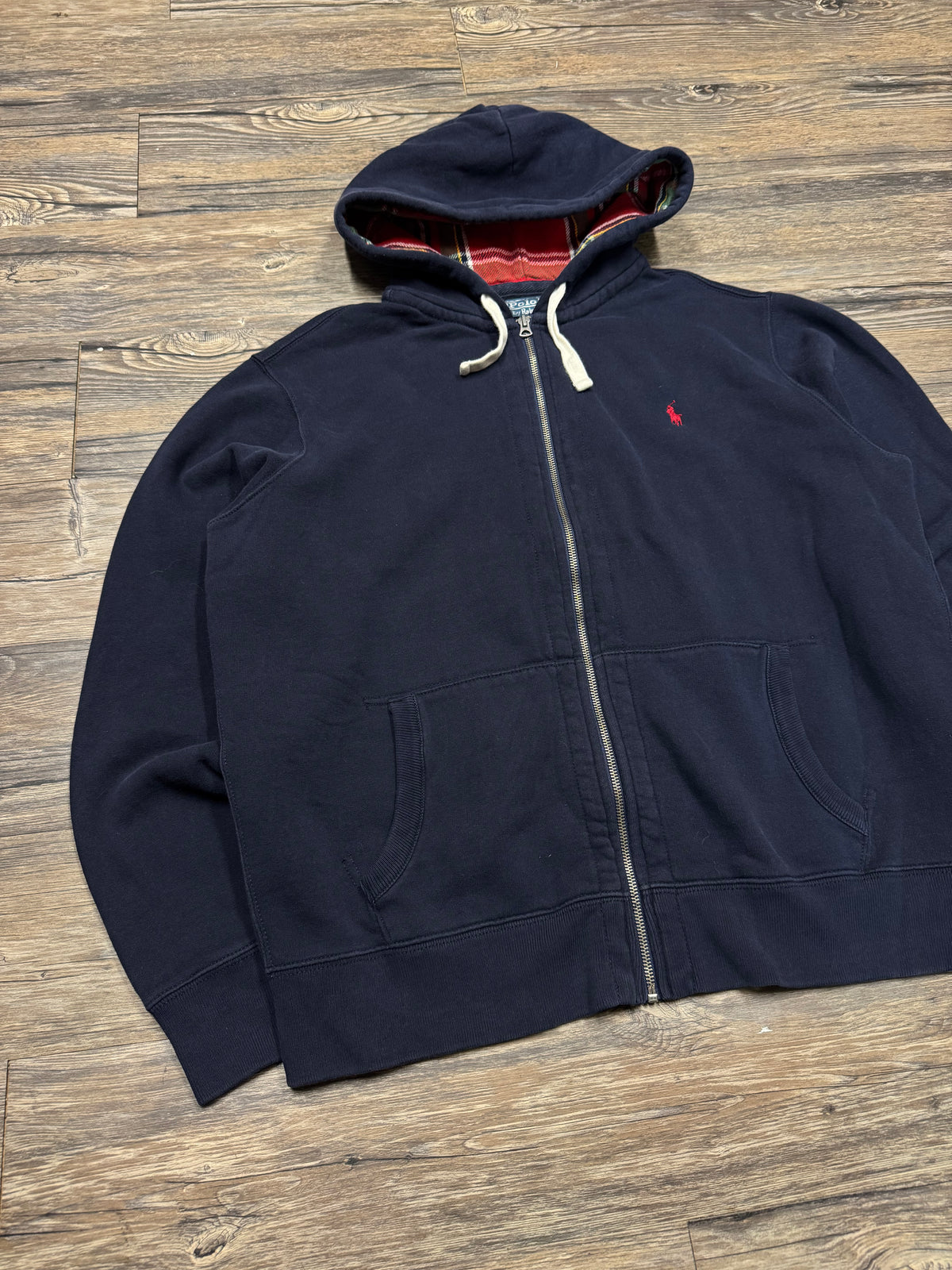 POLO RALPH LAUREN PLAID LINED CLASSIC ZIP UP HOODIE (XL)