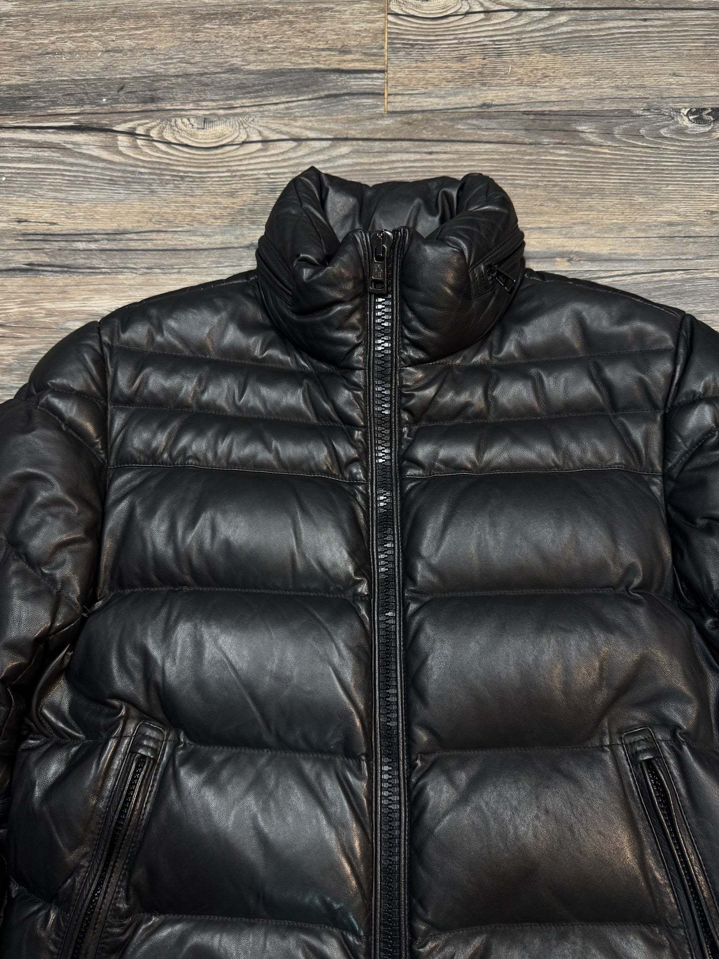 MONCLER LEATHER PUFER JACKET (MEDIUM)