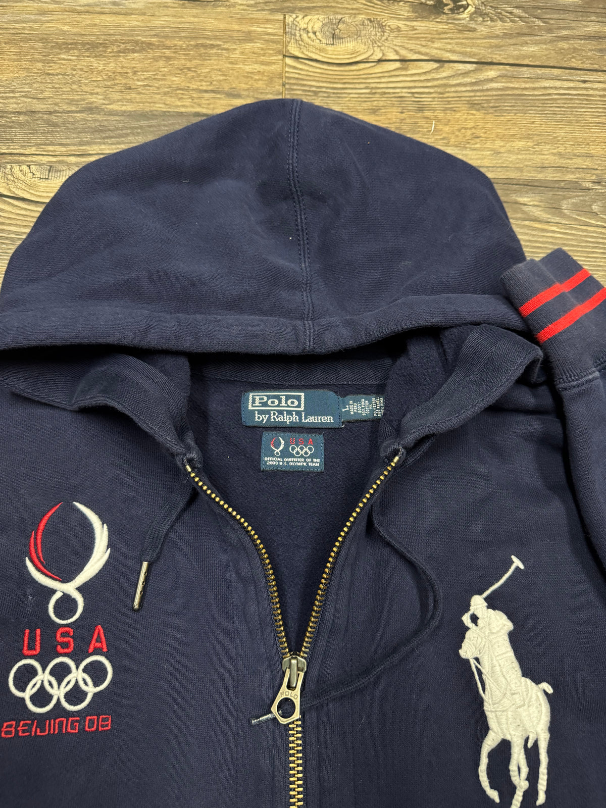 POLO RALPH LAUREN USA OLYMPICS BIG PONY HOODIE (L)