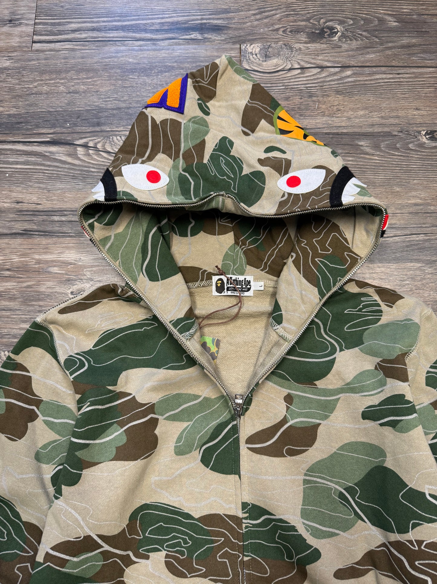 A BATHING APE LAYERED LINE 3M SHARK ZIP (L)