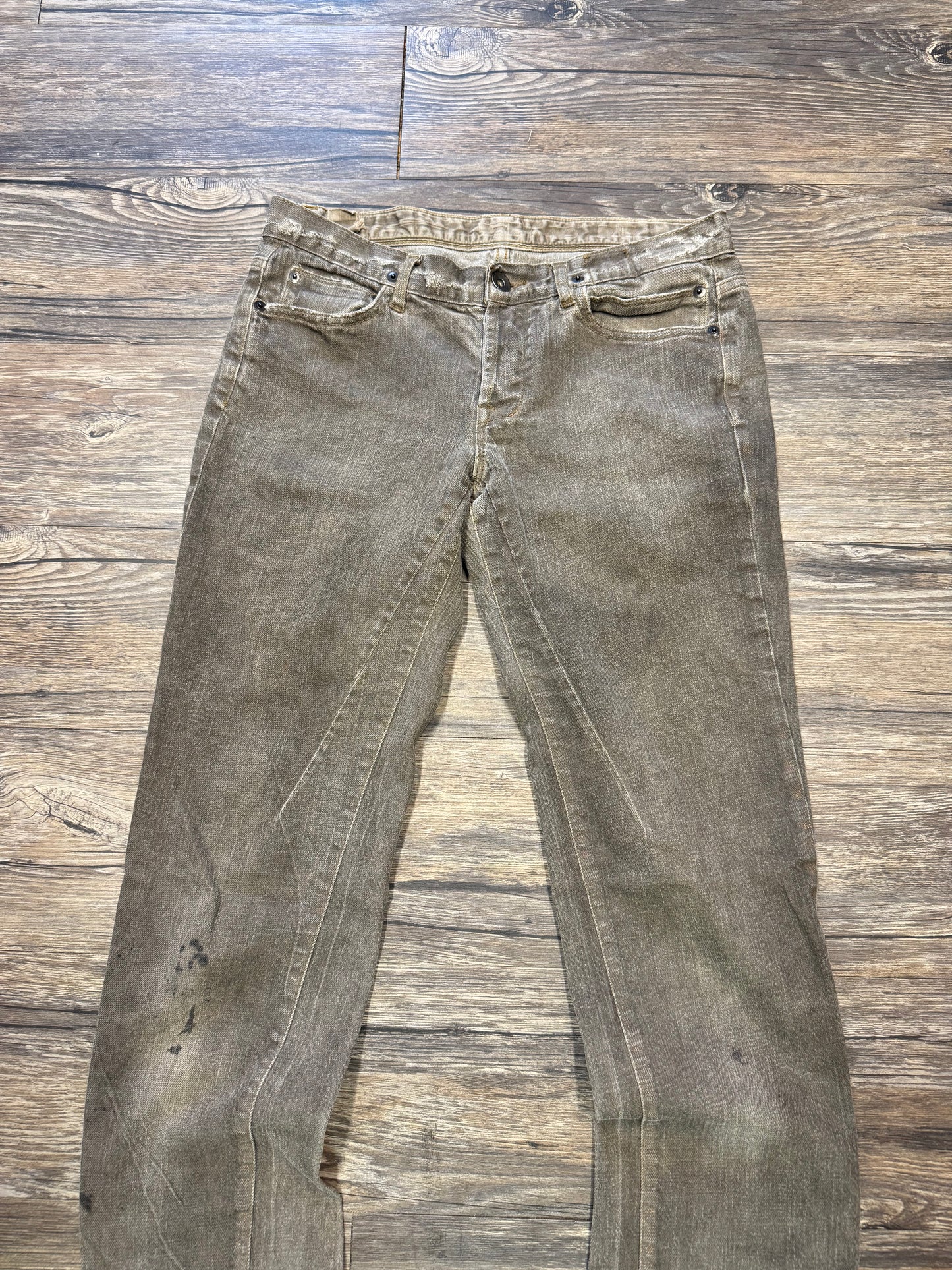 RICK OWENS DETROIT CUT TAN DENIM JEANS (27)