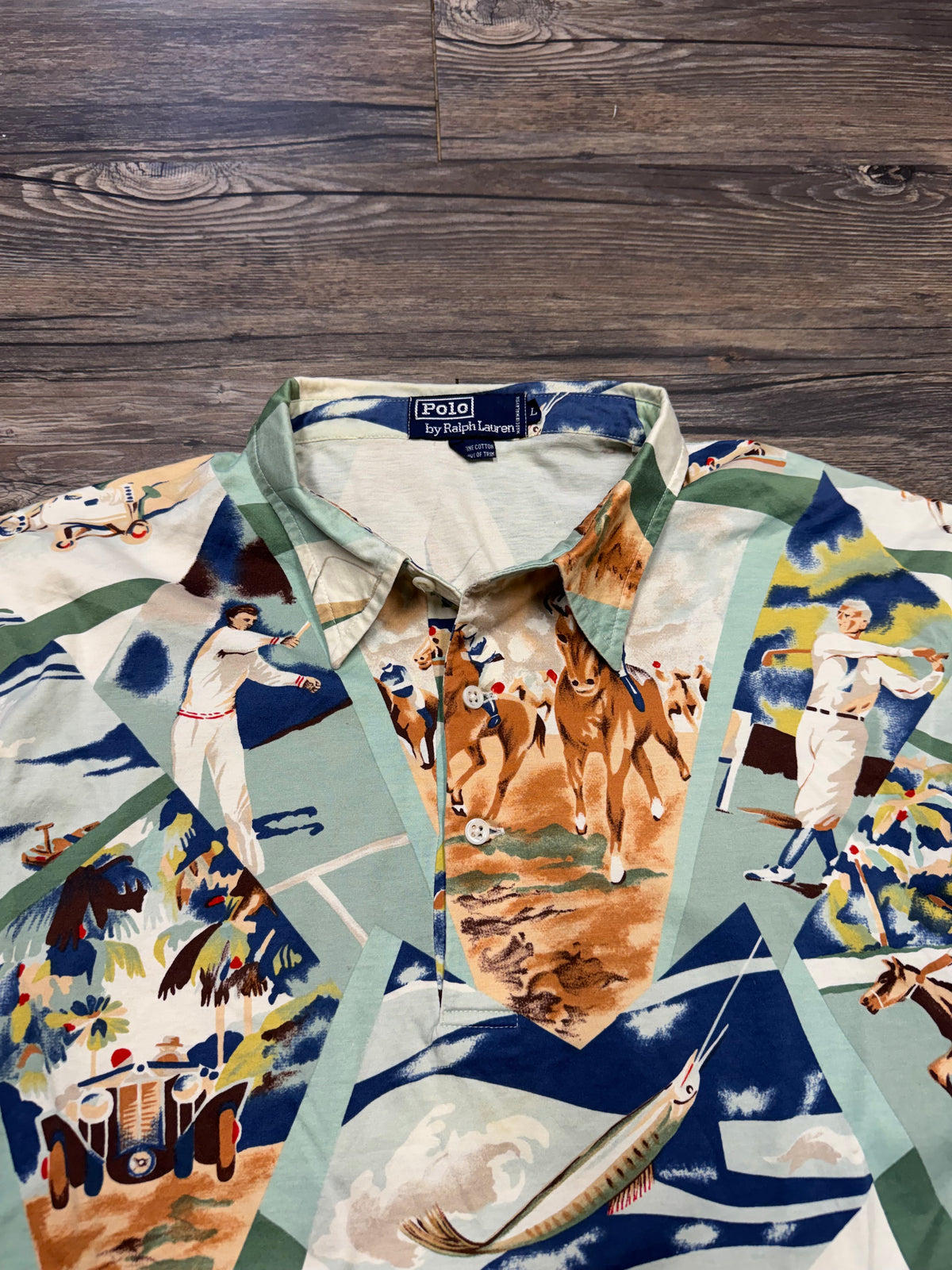 RALPH LAUREN POLO SPORT 1991 TENNIS PRINT POLO (L)