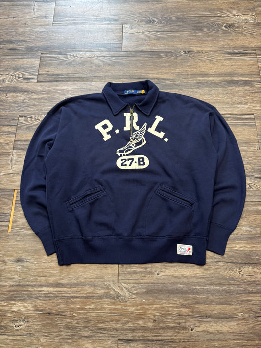 POLO RALPH LAUREN TRACK WING QUARTERS ZIP PULLOVER SWEATER (L)