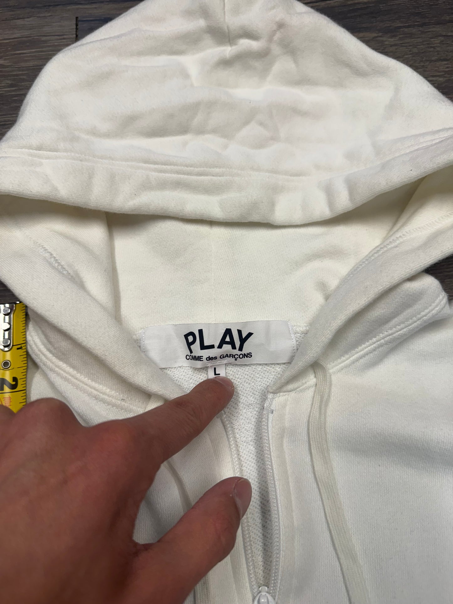CDG DOUBLE HEART KANGAROO POCKET ZIP UP (L)