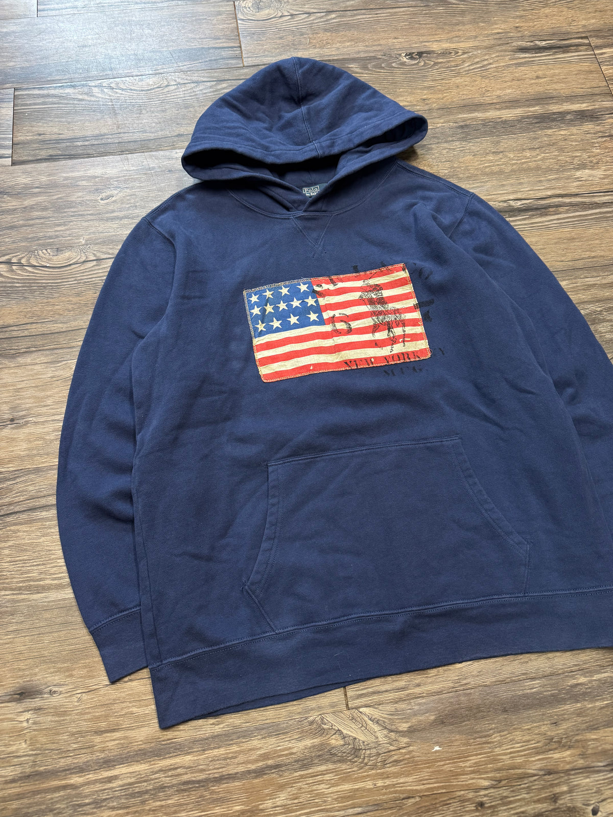 POLO RALPH LAUREN AMERICAN FLAG PONY PULLOVER HOODIE (M)