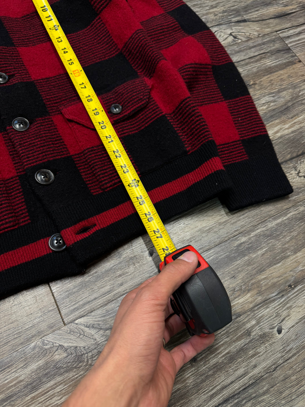 RRL BUFFALO PLAID ZIP UP WOOL SWEATER (M)
