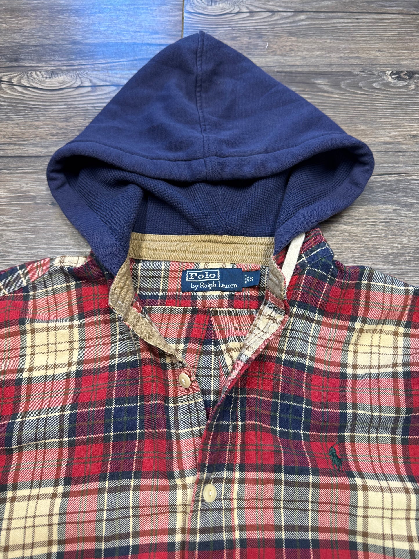 POLO RALPH LAUREN PLAID HOODED FLANNEL VEST (S)
