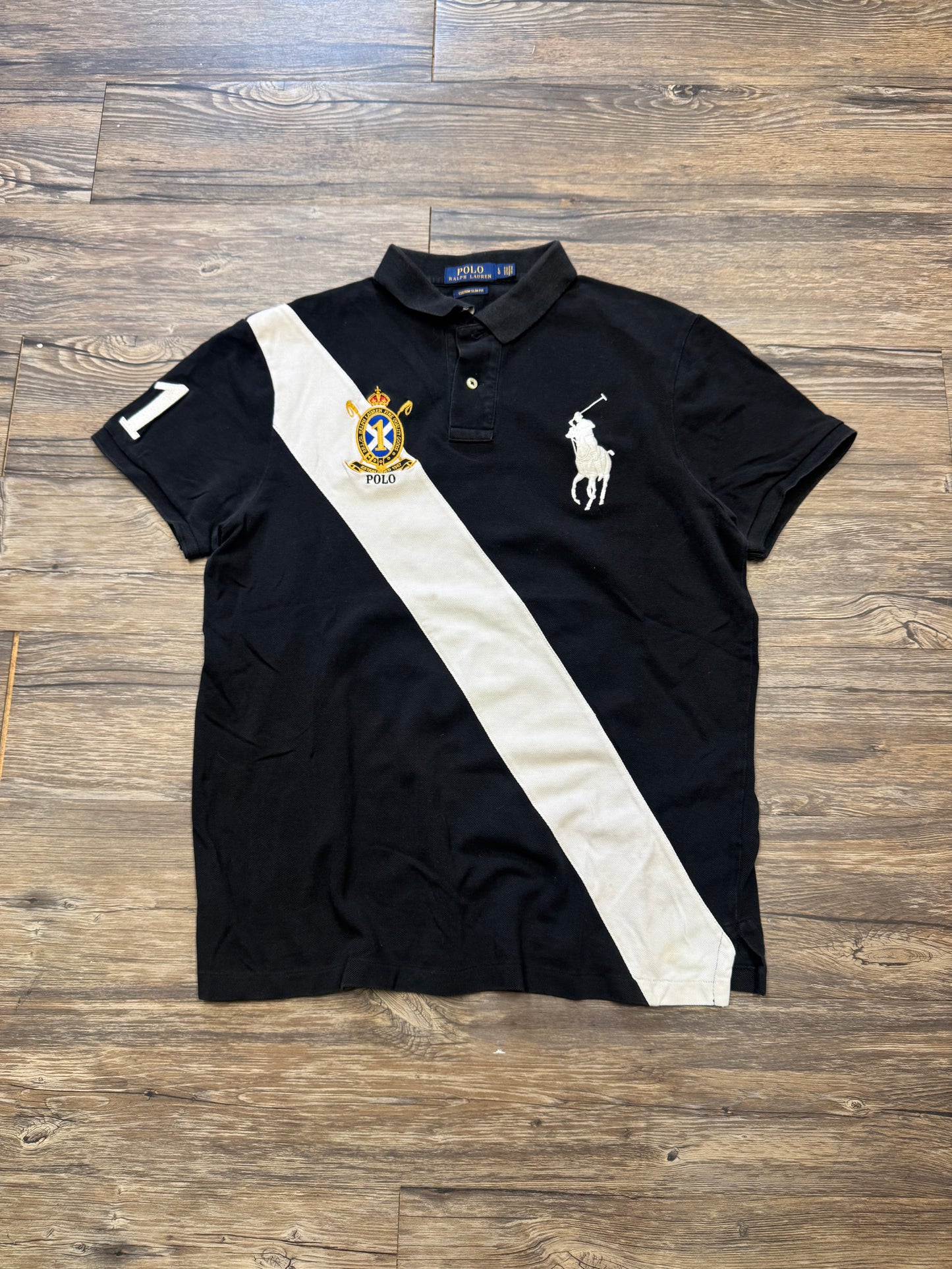 POLO RALPH LAUREN BLACK STRIPE POLO (L)