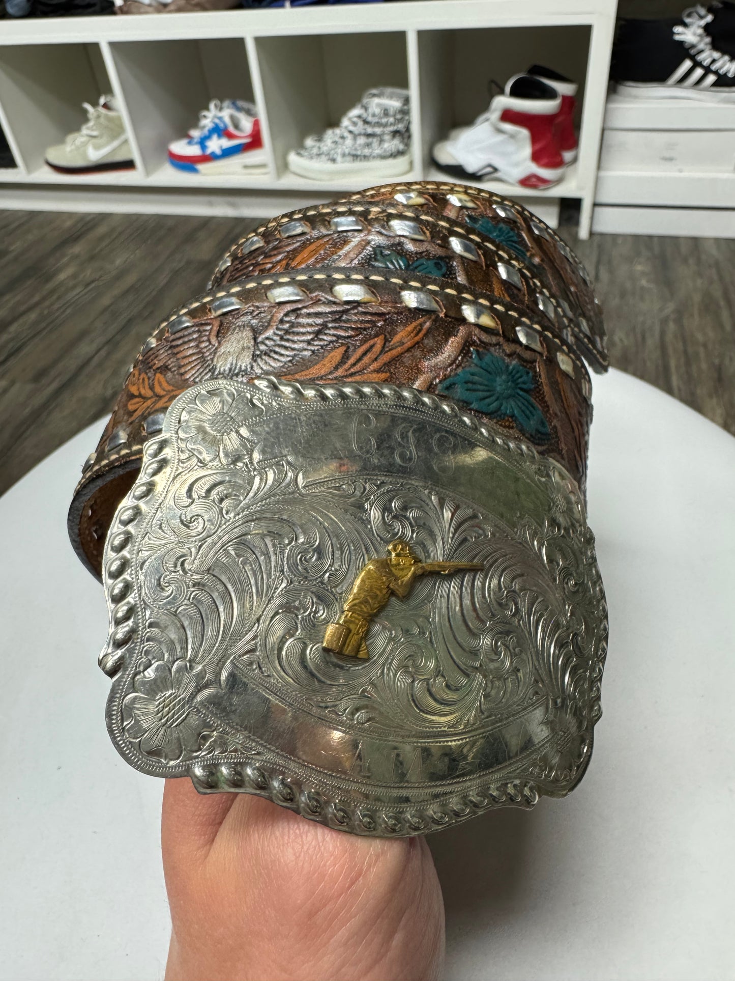 VINTAGE WESTERN STYLE BIG BUCKLE BELT (32-38)