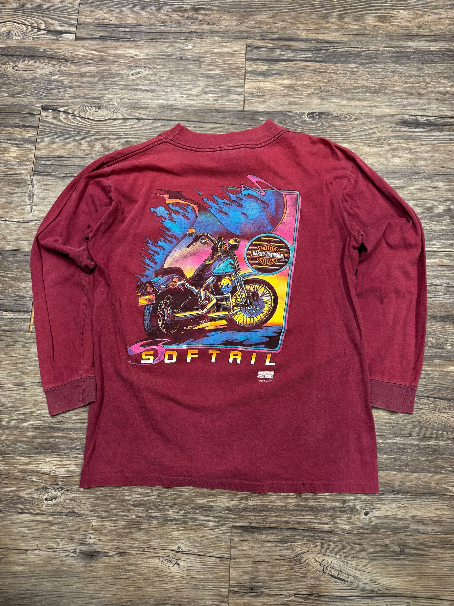 HARLEY DAVIDSON FADED WINE RED SOFTAIL L/S (M)