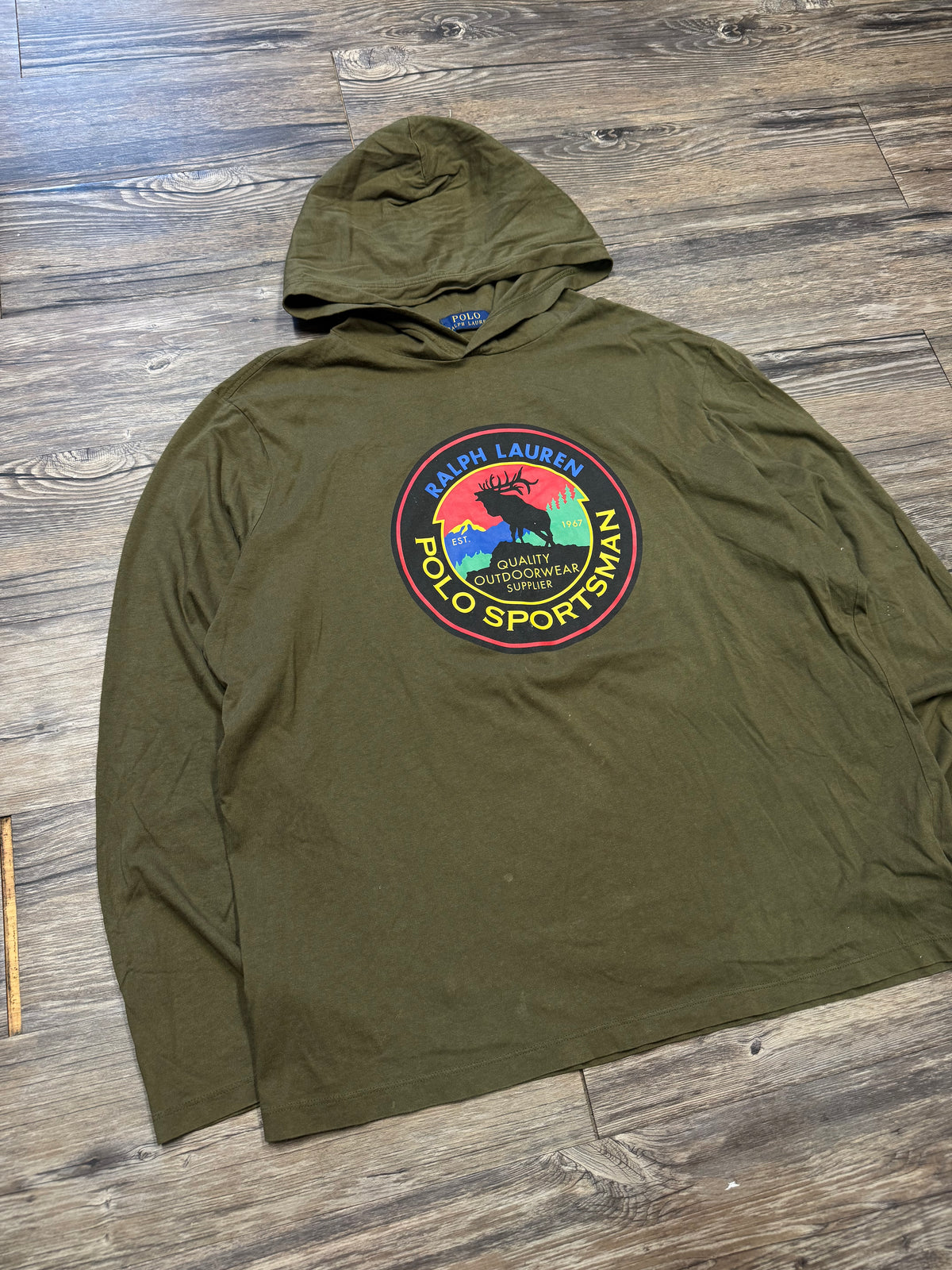 POLO RALPH LAUREN SPORTSMAN EMBLEM HOODED SWEATSHIRT (M)