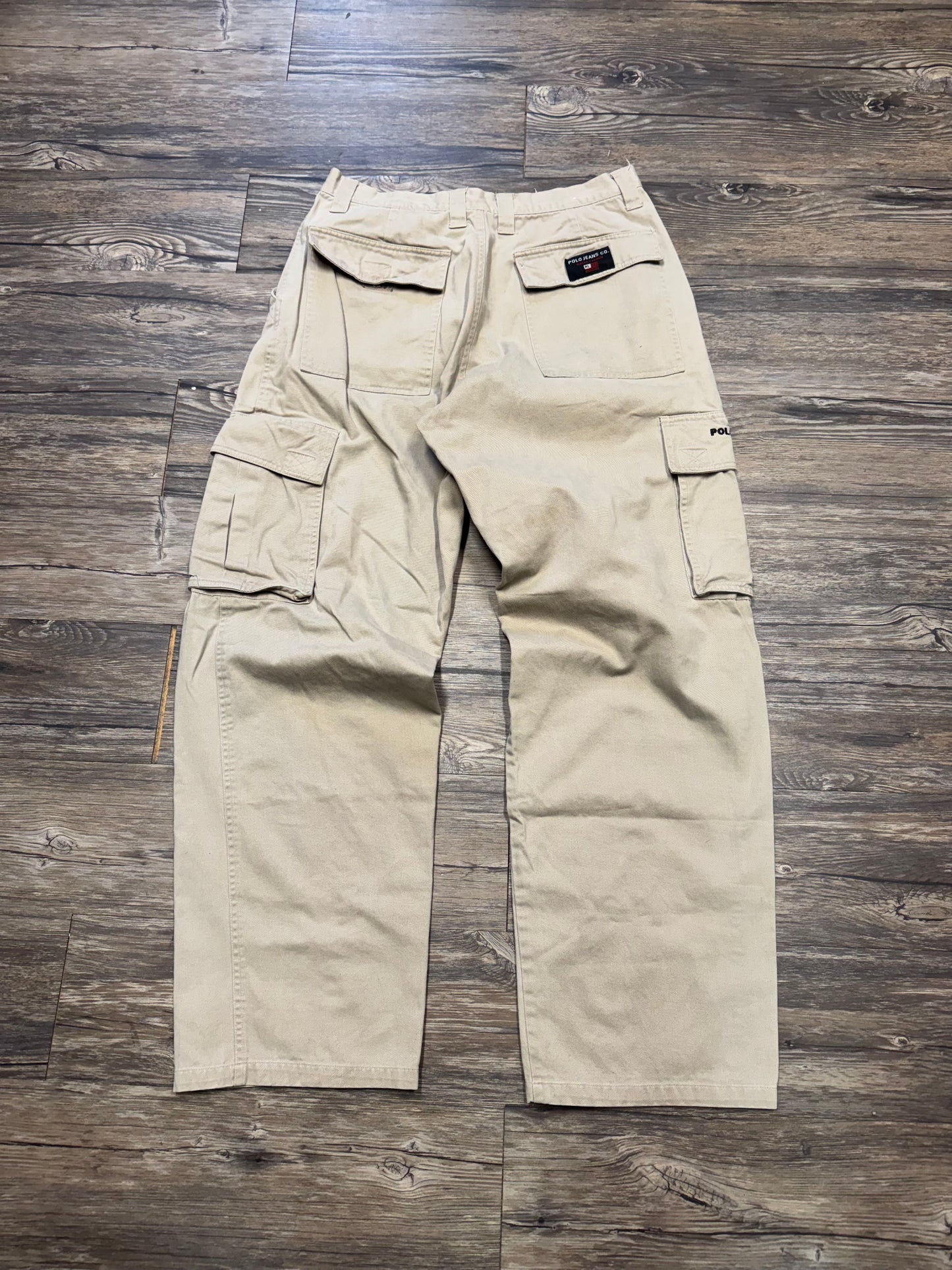 RALPH LAUREN POLO JEANS CO BAGGY BEIGE CARGO PANTS (34)