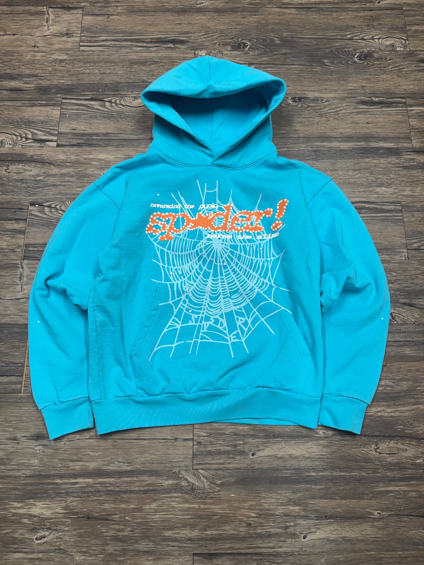 SP5DER HOODIE BLUE AND ORANGE (L)