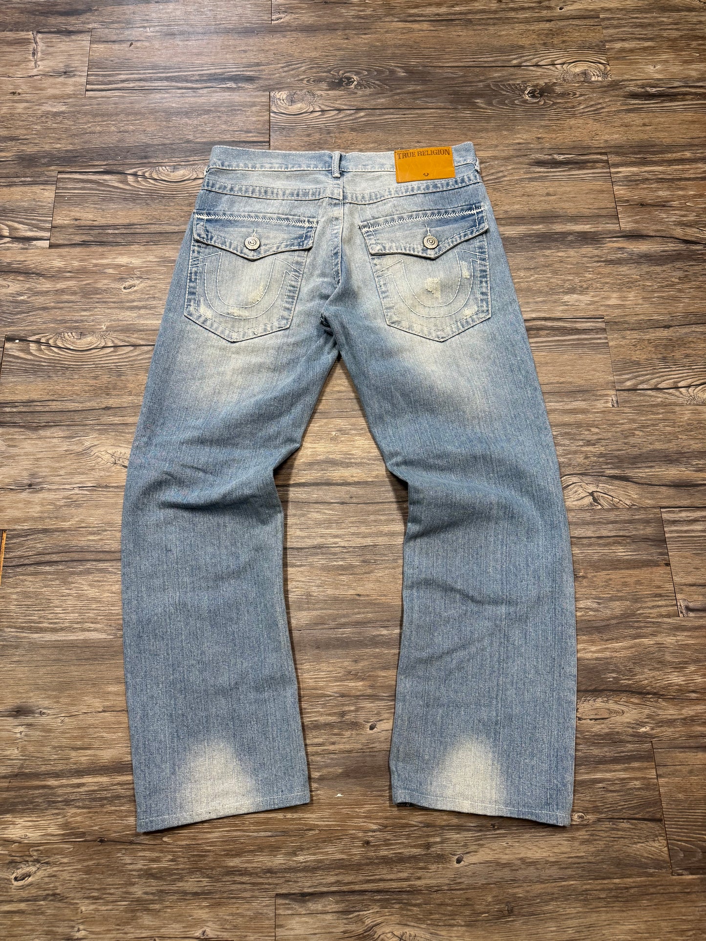 TRUE RELIGION BILLY BOOTCUT FADED & DISTRESSED JEANS (32)