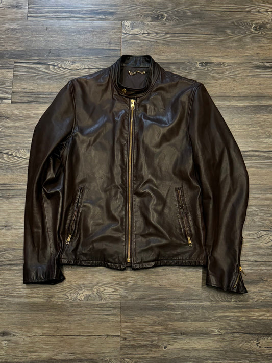 LOUIS VUITTON FITTED LEATHER JACKET (48 M)