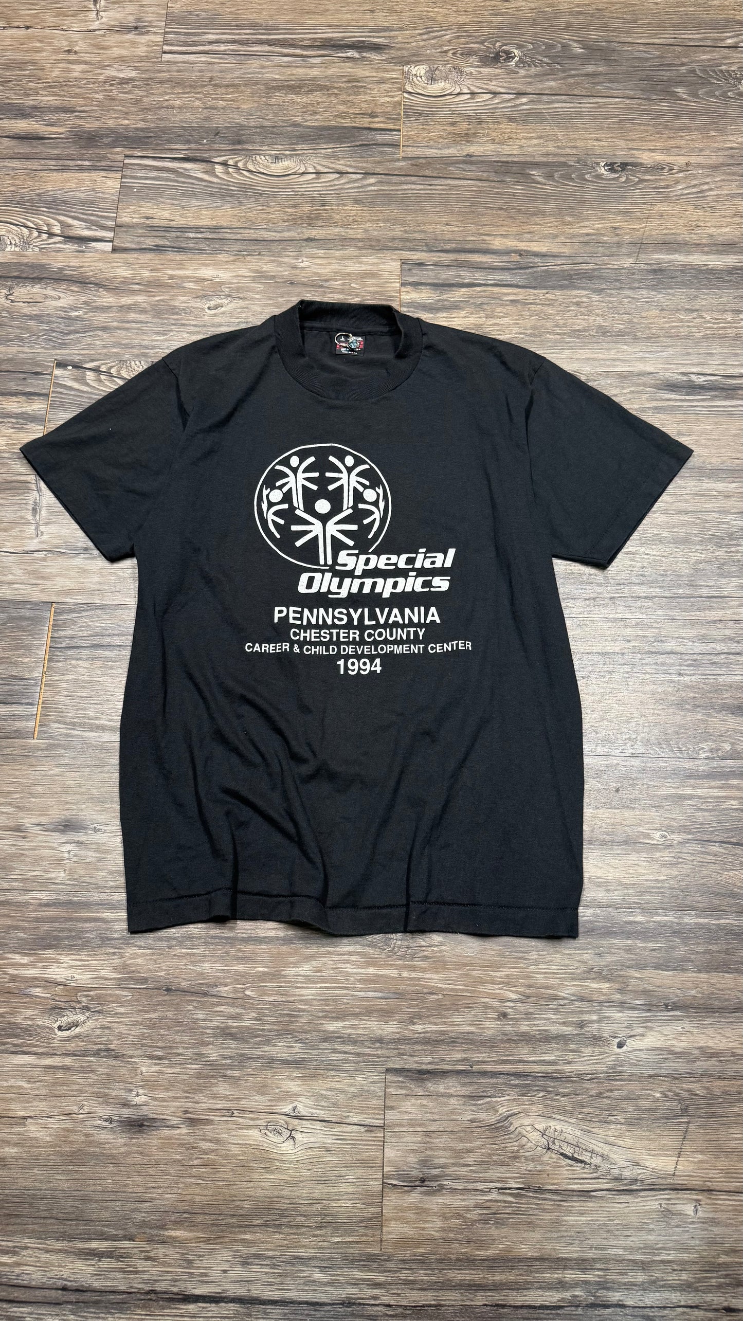 90s SPECIAL OLYMPICS FADED BLACK TEE (L)