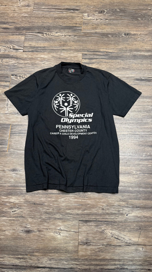 90s SPECIAL OLYMPICS FADED BLACK TEE (L)